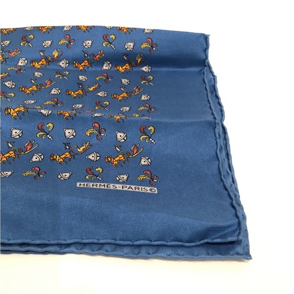 Hermes Blue Carre 100% Silk Scarf - Picture 5 of 11